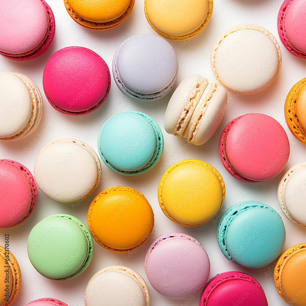 Colorful macaron on white background. Made with generative ai Colorful macaron on white background. Made with generative ai