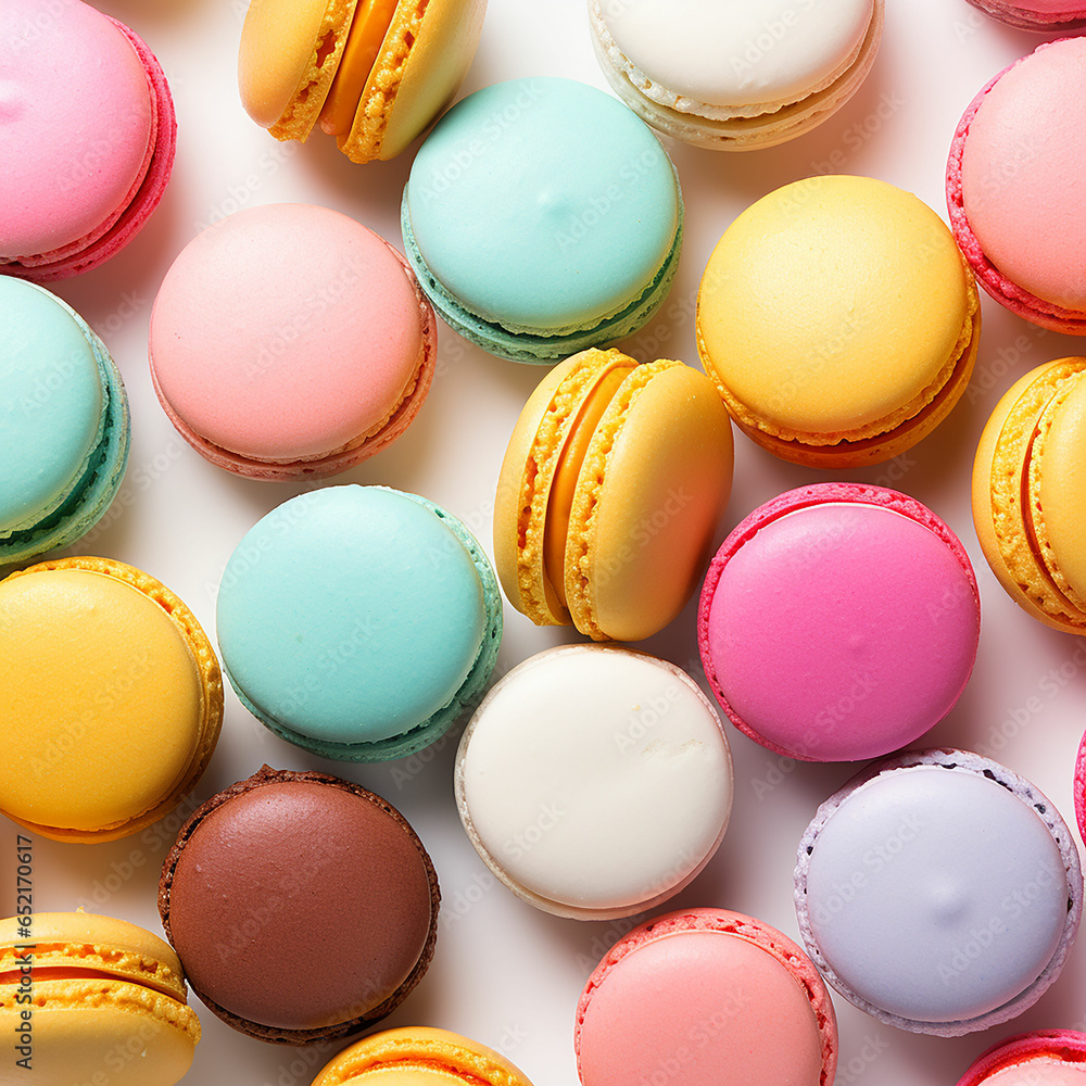 Colorful macaron on white background. Made with generative ai Colorful macaron on white background. Made with generative ai
