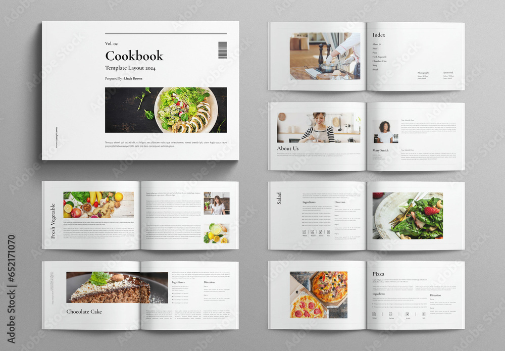 Cookbook Recipe Book Template Landscape Stock Template Adobe Stock