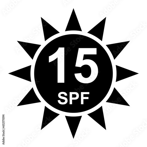 Sun protection factor 15 icon, uv radiation block symbol, sun protect skin vector illustration