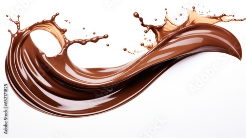 Chocolate wave splash on white background.