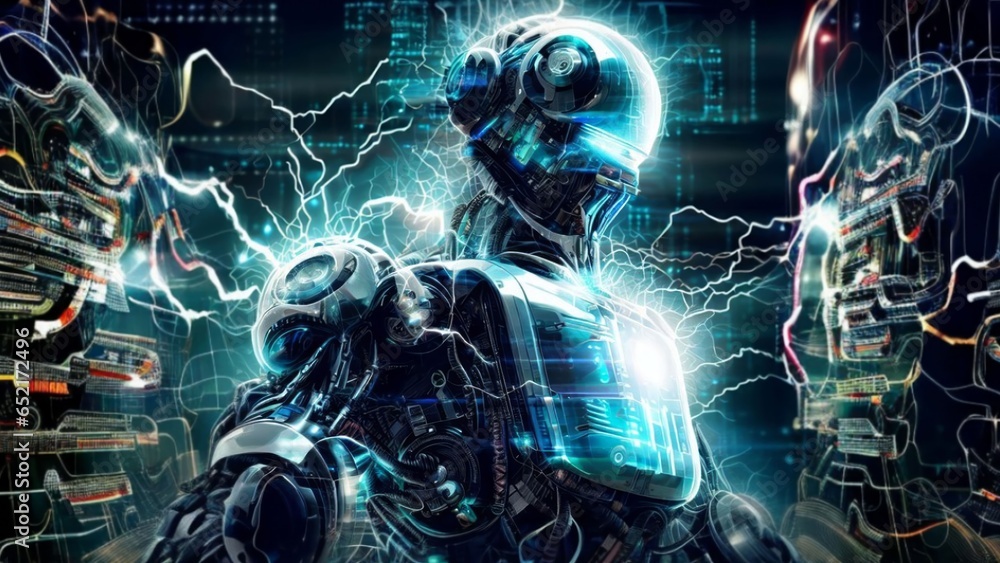 Obraz premium robot in an electric field