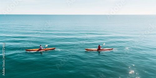 Couple kayaking on the ocean