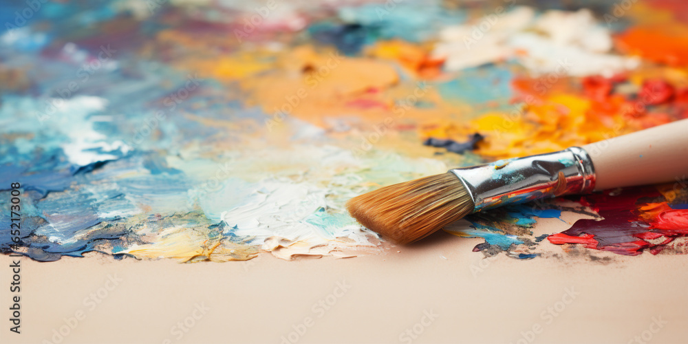 Close-up of a brush and palette