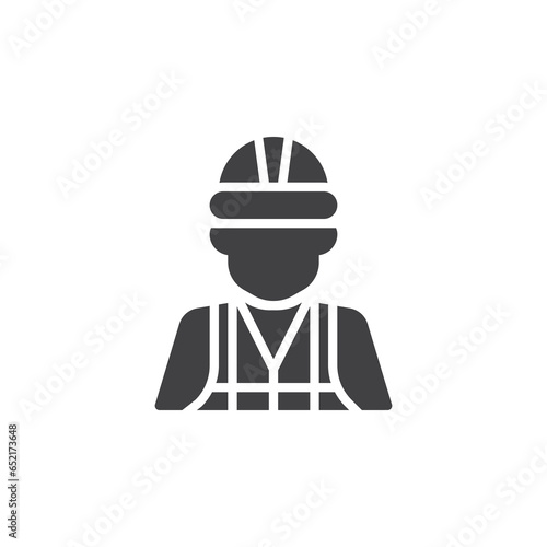 Engineer with hard hat vector icon
