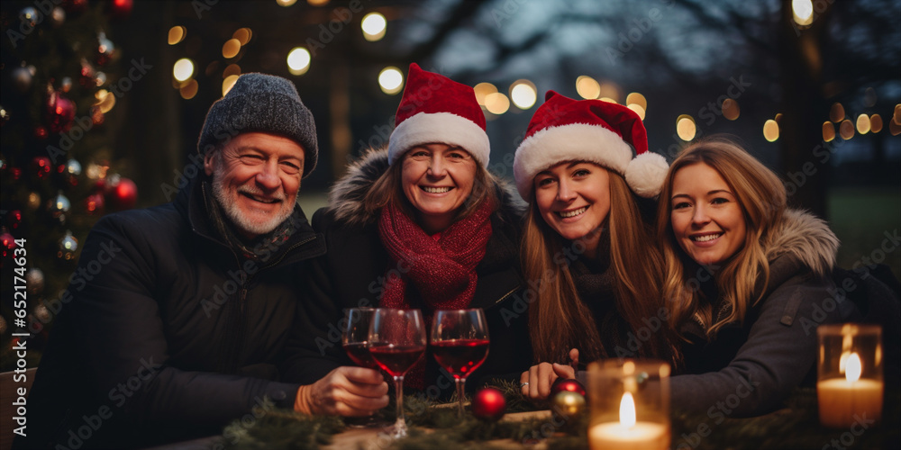 family with elderly parents sitting at christmas table family with elderly parents sitting at christmas table