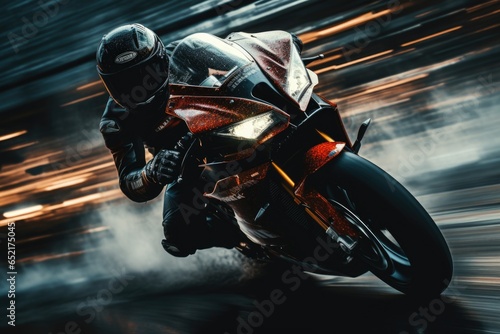 Racing Motorcycle in High-Speed Motion © Ezio Gutzemberg