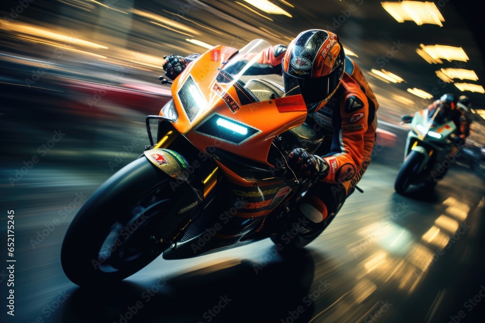 Racing Motorcycle in High-Speed Motion
