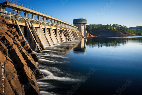 The Big hydroelectric farm at the river. water power energy photo
