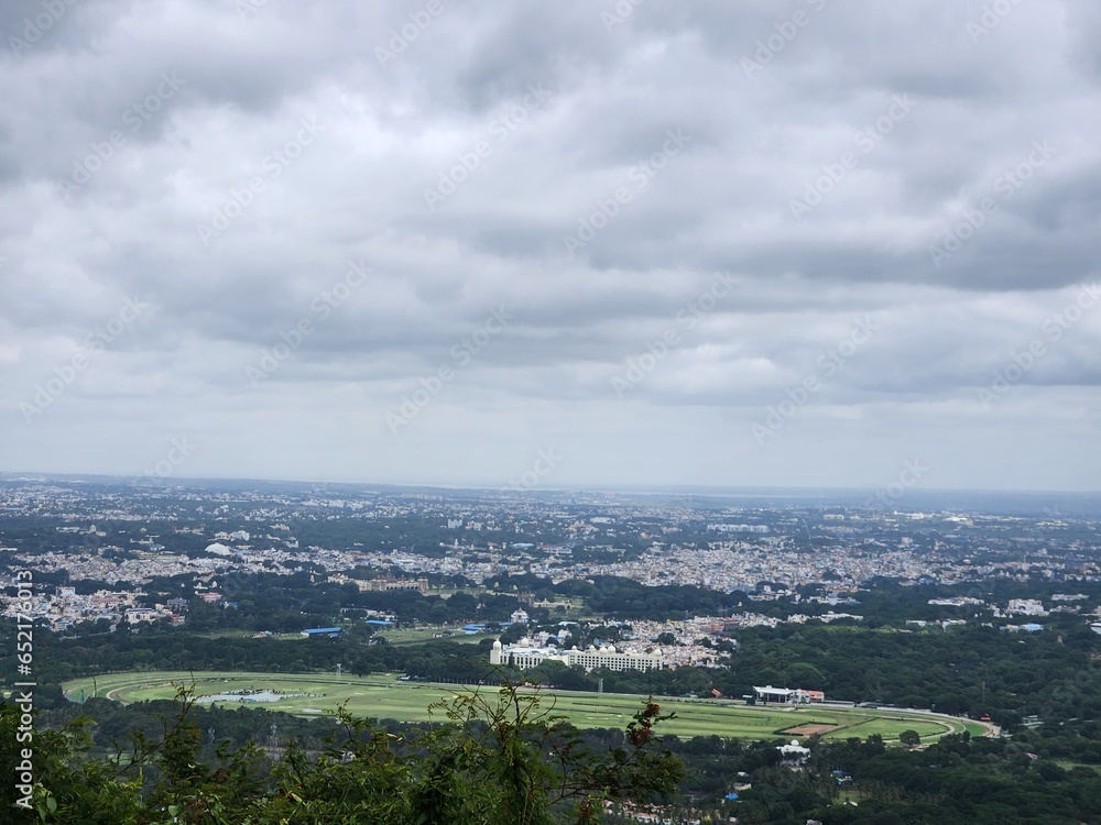 Mysore, Karnataka India - July 28 2023: Aerial view of Mysore City.