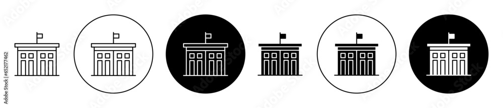 City hall building icon vector icon set in black color. Suitable for apps and website UI designs - obrazy, fototapety, plakaty 