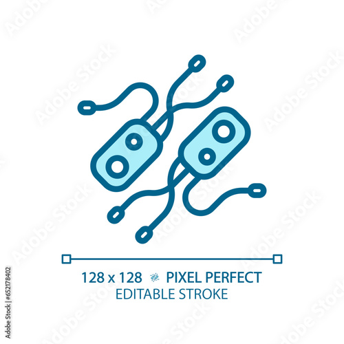 Принти на полотні 2D pixel perfect editable blue helicobacter pylori icon, isolated monochromatic vector, thin line illustration representing bacteria