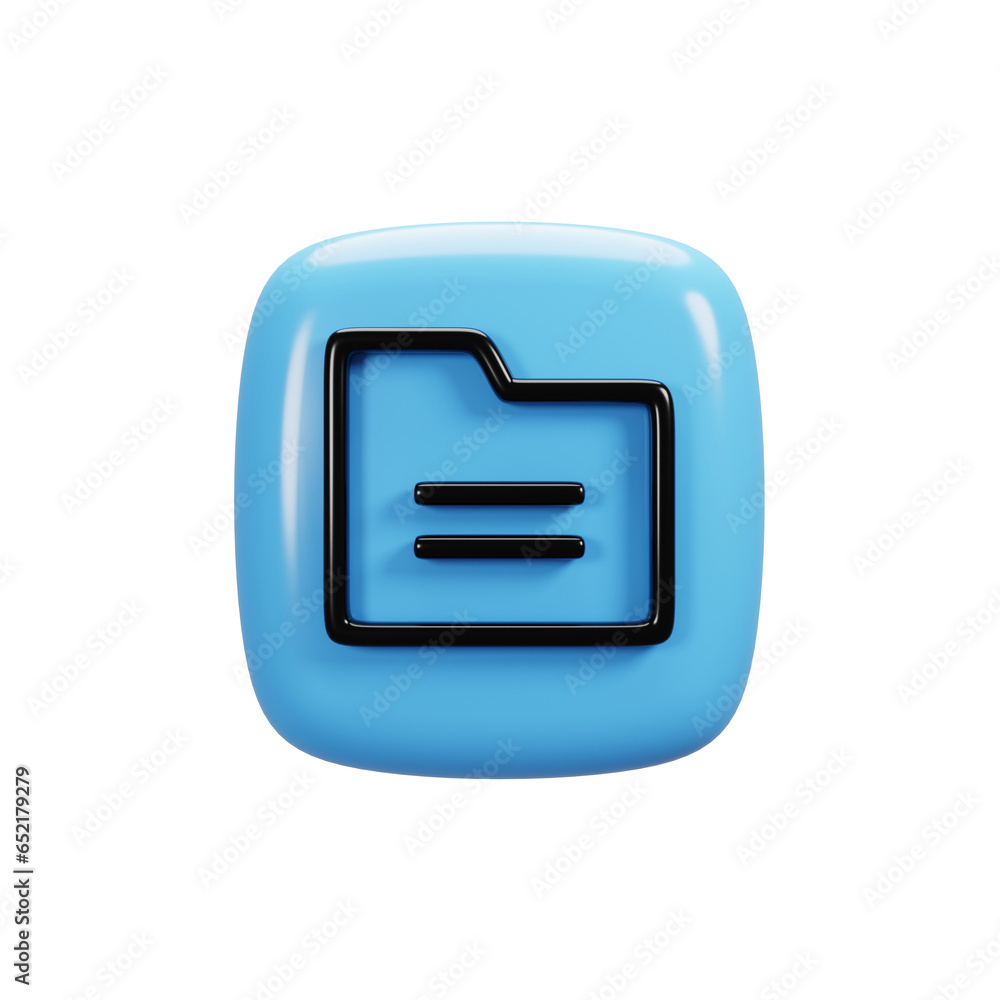 Folder icon on 3d rendering. User interface icon concept Folder icon on 3d rendering. User interface icon concept