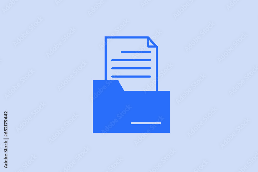 Geometric folder with document illustration in flat style design. Vector illustration. Duotone blue color. Geometric folder with document illustration in flat style design. Vector illustration. Duotone blue color.