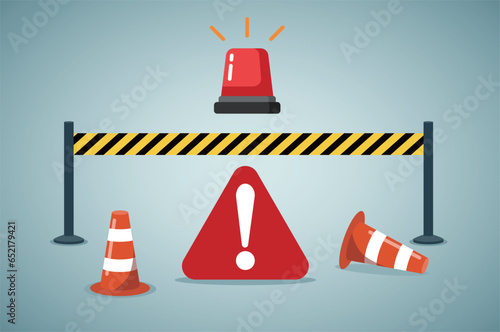 Danger and risk area, economic crisis, danger ahead. Danger warning sign and trap, failure, insurance, error icons concept illustration