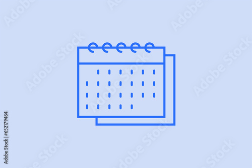 Geometric calendar illustration in flat style design. Vector illustration.  Duotone blue color.