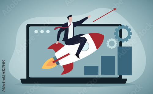 Economy increase, digital promotion strategy and tactics abstract metaphor.