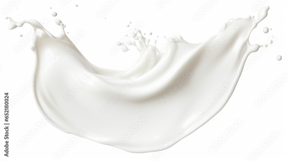 White milk cream splash on white background. - obrazy, fototapety, plakaty 