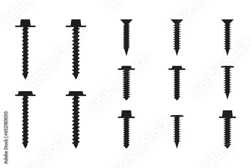 Vector self-tapping screws outline silhouette.
