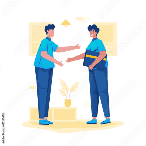 Welcome partnership handshake greeting vector illustration
