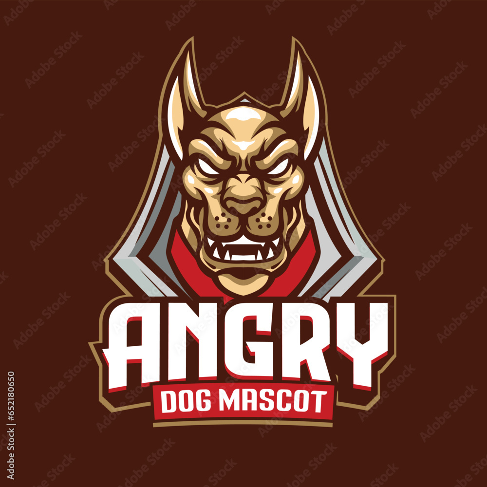 Vector dog head mascot logo for sport and esport logo template