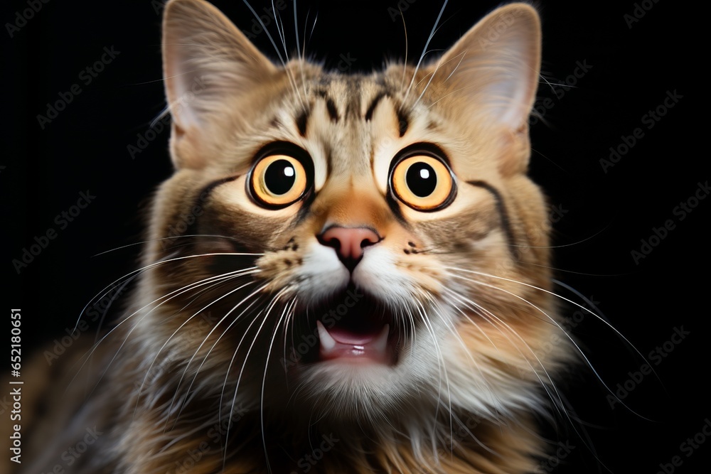 Cat with wide eyes and a surprised expression, Generative AI Cat with wide eyes and a surprised expression, Generative AI