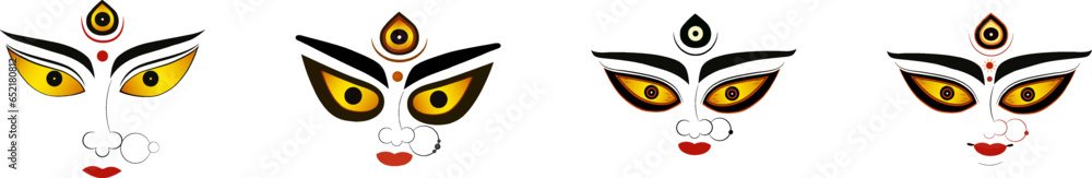 Obraz premium Durga Face illustration for the Happy Durga Puja Celebration PNG, isolated, transparent, festival, ad, advertisement