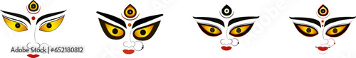 Durga Face illustration for the Happy Durga Puja Celebration PNG, isolated, transparent, festival, ad, advertisement