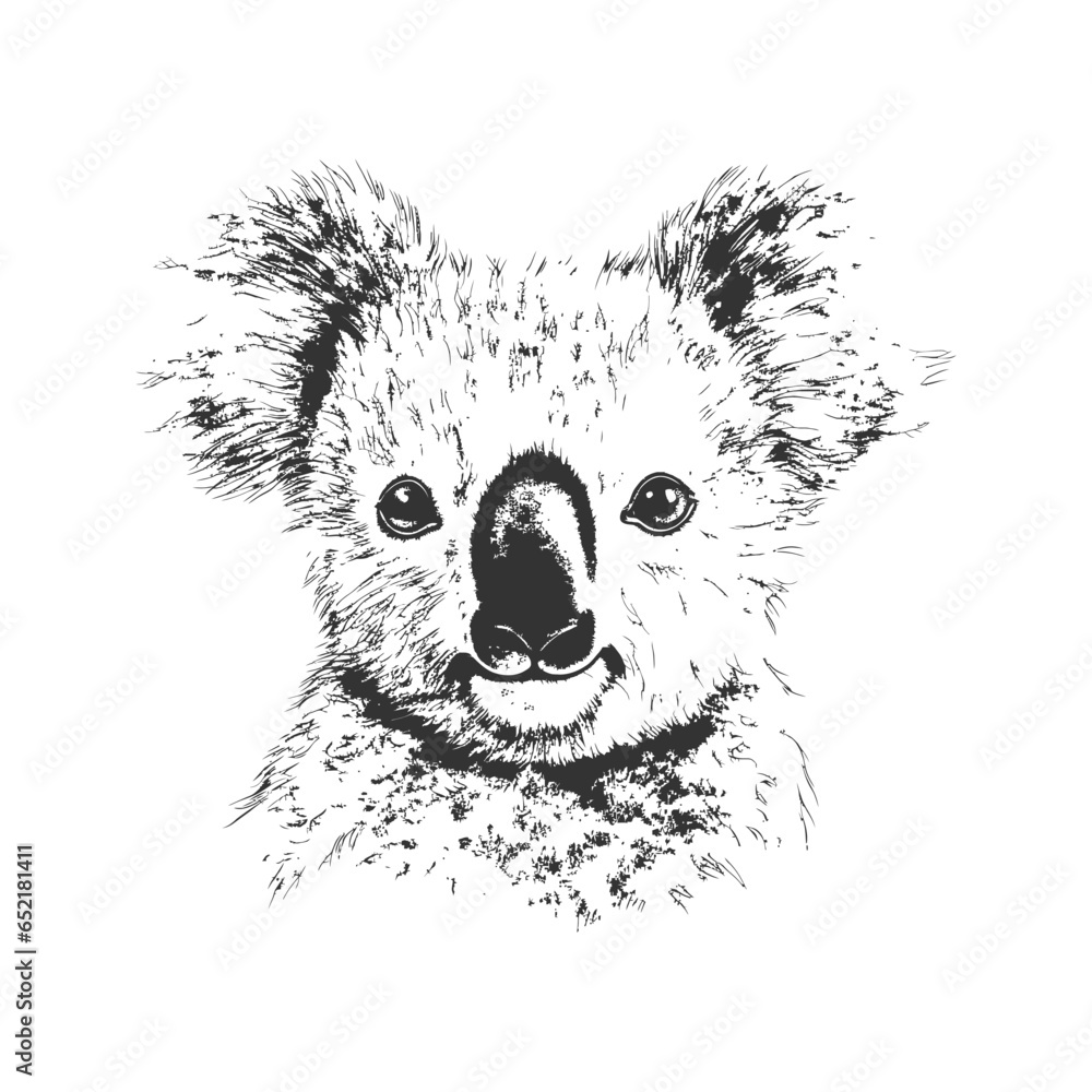 Koala portrait hand drawn sketch. Vector illustration design.