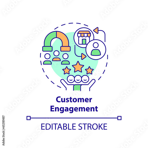 2D editable multicolor icon customer engagement concept, simple isolated vector, C2C thin line illustration.