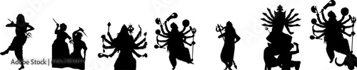Durga Puja, silhouette, PNG, isolated, transparent, festival, ad, advertisement, Goddess Maa Durga,
