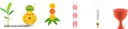 Durga Puja Flower Lotus Flower, Shiuli Flower, Banana Tree Traditional Indian, Marigold Flower, conch shell, Incense stick, Dhunuchi, Coconut Water, Pooja Ghat, Chand Mala, 