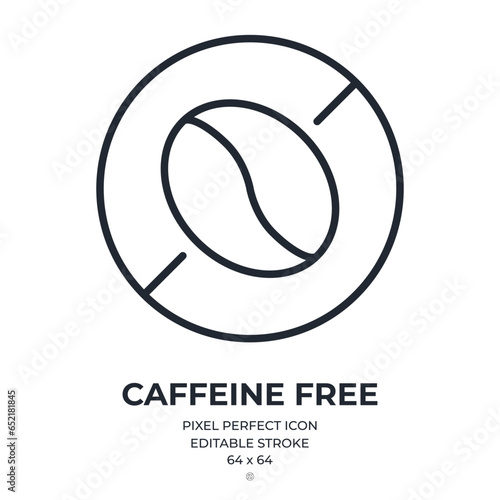 Caffeine free editable stroke outline icon isolated on white background flat vector illustration. Pixel perfect. 64 x 64.