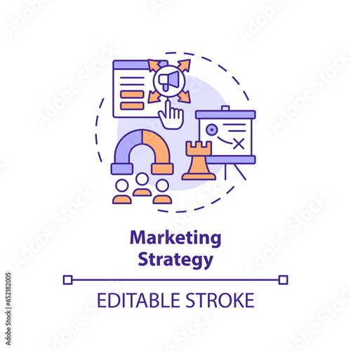 2D editable multicolor icon marketing strategy concept, simple isolated vector, C2C thin line illustration.