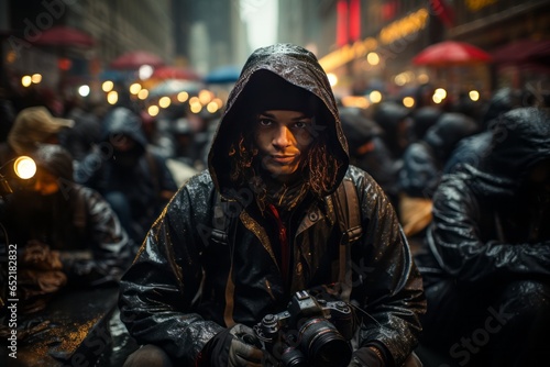 News photographer capturing a powerful image during a protest, Generative AI photo