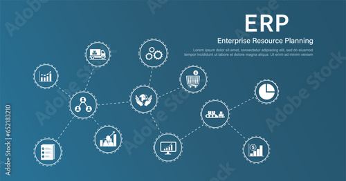 Enterprise resource planning Company ERP Business management Internet Technology Illustrations and icons