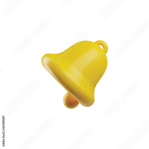 Realistic yellow ringing bell 3D style, vector illustration