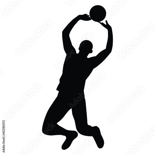 volleyball player silhouette. several silhouettes of volleyball movements