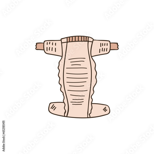 Baby diaper colorful doodle illustration in vector. Baby diaper hand drawn colorful icon in vector isolated on white background