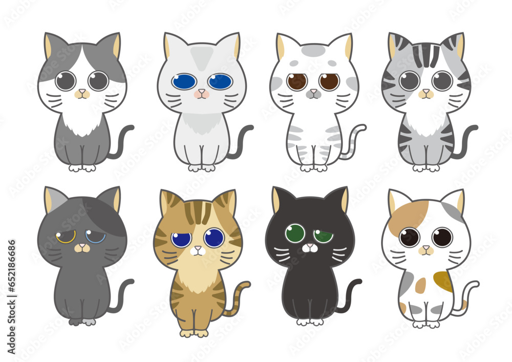 かわいい猫のキャラクターステッカー集 かわいい猫のキャラクターステッカー集
