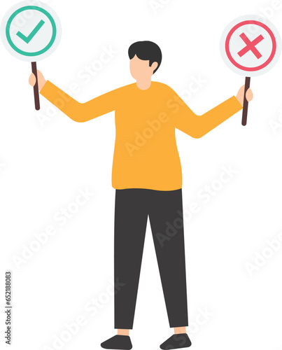 Do and Don't list, suggest, advice or rules that make business success, Things to do, solutions or to avoid mistake and error, Holding a warning thumb up and thumb down sign