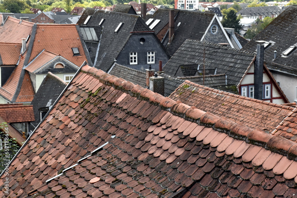 Naklejka premium Alte Dächer in der Altstadt von Marburg