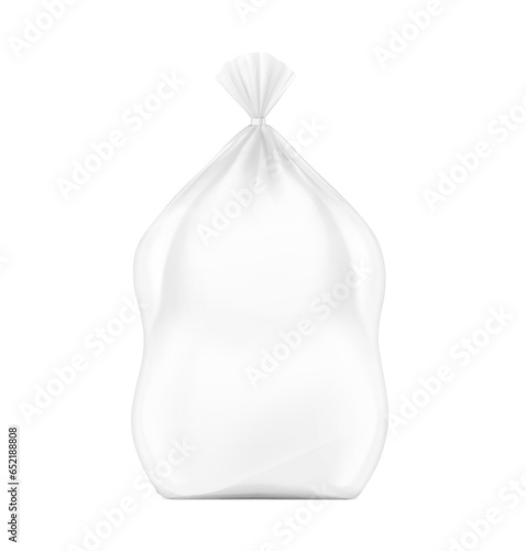 Realistic bag mockup with clip band for chicken, turkey. Vector illustration isolated on white background ready and simple to use for your design. EPS10.