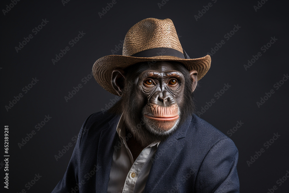 primate in a suit and a cowboy hat