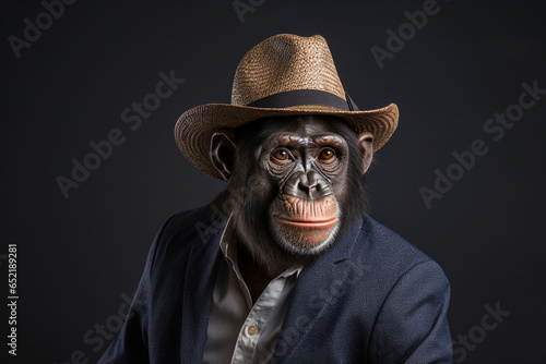 primate in a suit and a cowboy hat