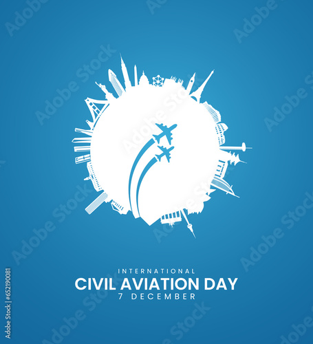 Fototapeta International Civil Aviation Day, Creative Civil Aviation Day, Civil Aviation day design for banner, poster, 3D Illustration