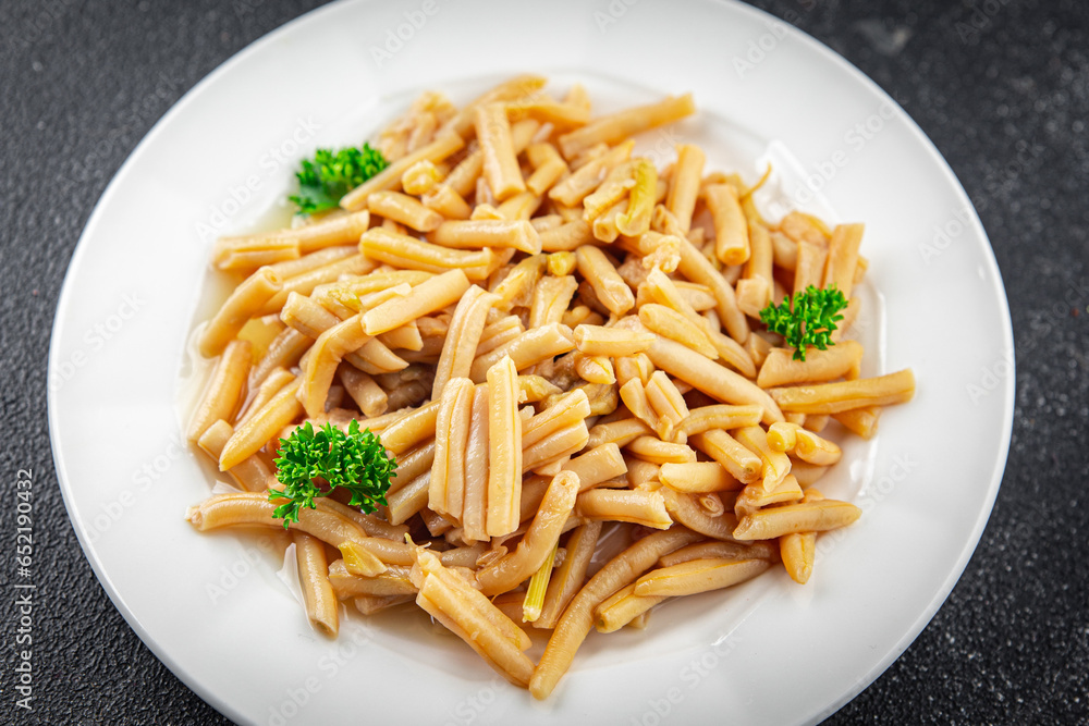 yellow string bean salad canned food beans meal food snack on the table copy space food background rustic top view  