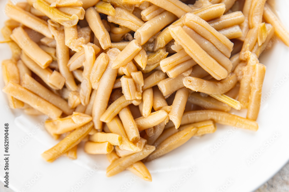 yellow string bean salad canned food beans meal food snack on the table copy space food background rustic top view yellow string bean salad canned food beans meal food snack on the table copy space food background rustic top view