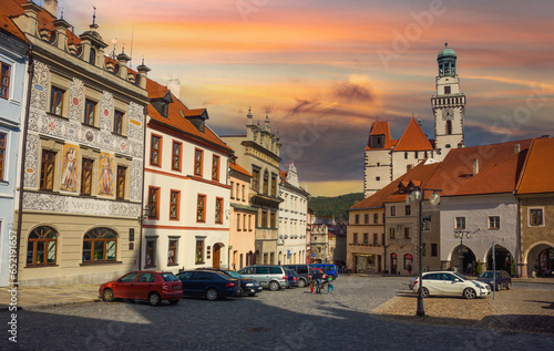 Old town square Prachatice, Czechia.