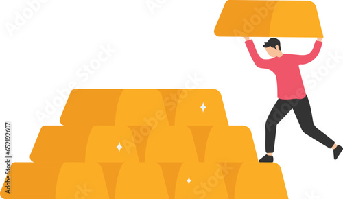 Gold investment, ETF exchange traded funds, make profit from gold, Saving or wealth management, hedge against inflation, Riding rodeo bullion metaphor of investing in gold

